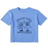 Women's Drinks Well With Others Mascot Short Sleeve Crusher Boxy Tee