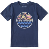 Kids Life is Good Sunset on the Water Short Sleeve Crusher Tee