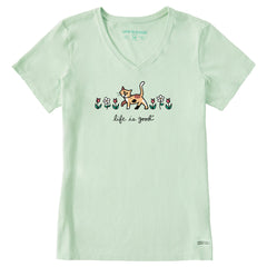 Women's Al with Flowers Short Sleeve Crusher Vee