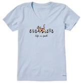 Women's Al with Flowers Short Sleeve Crusher Vee