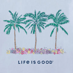 Women's Cool Palm Flowers Short Sleeve Vee