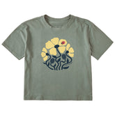 Women's Ladybug Flowers Short Sleeve Crusher Boxy Tee