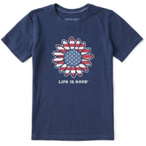 Kids Vintage Patriotic Sunflower Short Sleeve Crusher Tee