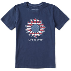 Kids Vintage Patriotic Sunflower Short Sleeve Crusher Tee