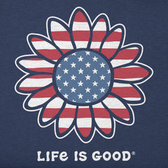 Kids Vintage Patriotic Sunflower Short Sleeve Crusher Tee