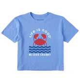 Women's Crafty Be Less Crabby Geometric Short Sleeve Crusher Boxy Tee