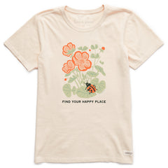 Women's Find Your Happy Place Ladybug Short Sleeve Crusher Tee