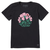 Women's Ladybug Flowers Short Sleeve Crusher Tee