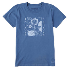 Women's Inhale Exhale Flowers Short Sleeve Crusher Tee