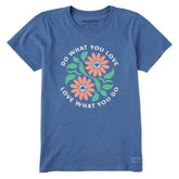 Women's Do What You Love Yin Yang Flowers Short Sleeve Crusher Tee