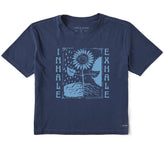 Women's Inhale Exhale Flowers Short Sleeve Crusher Boxy Tee