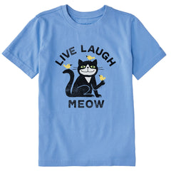 Kids Live Laugh Meow Short Sleeve Crusher Tee
