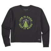 Women's Crafty Flying Saucer Long Sleeve Crusher Boxy Tee