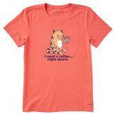 Women's I Need a Coffee Right Meow Short Sleeve Crusher Tee