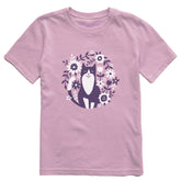 Kids Flower Circle Cat Short Sleeve Crusher Tee