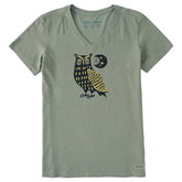 Women's Harvest Owl Short Sleeve Crusher Vee