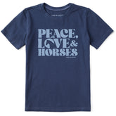 Kids Peace Love & Horses Short Sleeve Crusher Tee