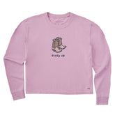 Women's Giddy Up Cowboy Boots Long Sleeve Crusher Boxy Tee