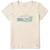 Women's Halftone Beach Vibes Short Sleeve Crusher Vee