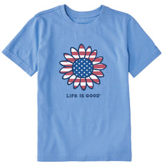 Kids Vintage Patriotic Sunflower Short Sleeve Crusher Tee