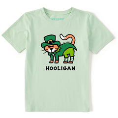 Kids Cat Lucky Leprechaun Short Sleeve Crusher Tee