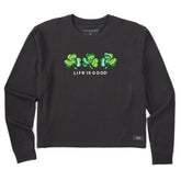 Women's 3 Tie Dye Clovers Long Sleeve Crusher Boxy Tee