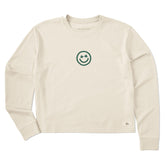 Women's Clean Clover Smile Face Long Sleeve Crusher Boxy Tee