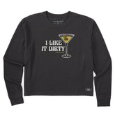 Women's I Like it Dirty Martini Long Sleeve Crusher Boxy Tee