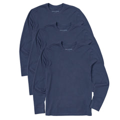 Men's Solid 3-Pack Long Sleeve Crusher Tee - Darkest Blue