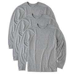 Men's Solid 3-Pack Long Sleeve Crusher Tee Heather Gray