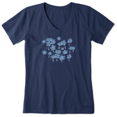 Women's Forget Me Nots Short Sleeve Crusher Vee