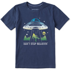 Kids Don't Stop Believin' Bigfoot Abduction Short Sleeve Crusher Tee