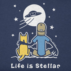 Men's Life is Stellar Jake and Rocket Long Sleeve Crusher Tee