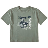 Women's Keep it Weird Cat Short Sleeve Crusher Boxy Tee