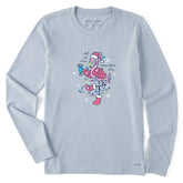 Women's Let It Snow Flamingo Long Sleeve Crusher Tee