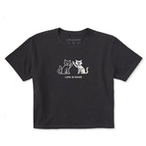 Women's High Five Cats Short Sleeve Crusher Boxy Tee