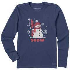 Women's Let it Snow Snowman Long Sleeve Crusher Tee