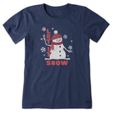 Women's Let it Snow Snowman Short Sleeve Crusher Tee