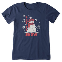 Women's Let it Snow Snowman Short Sleeve Crusher Tee