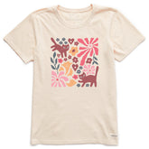 Women's Cats in Flower Field Short Sleeve Crusher Tee