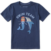 Kids Swim Team Mermaid and Dolphin Short Sleeve Crusher Tee