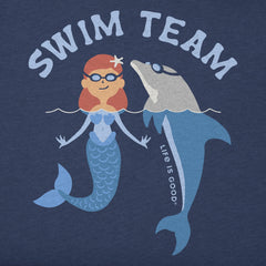 Kids Swim Team Mermaid and Dolphin Short Sleeve Crusher Tee
