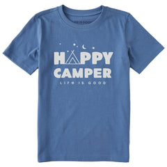 Kids Happy Camper Tent Night Short Sleeve Crusher Tee