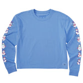 Women's Cute Snowmen Long Sleeve Crusher Boxy Tee