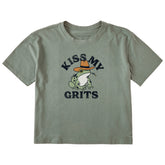 Women's Kiss My Grits Frog Short Sleeve Crusher Boxy Tee