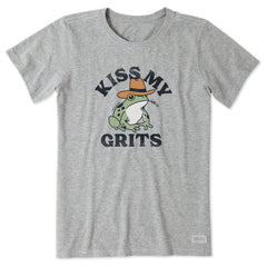 Women's Kiss My Grits Frog Short Sleeve Crusher Tee