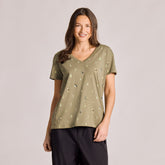Women's Cats and Plants Pattern Crusher-LITE Easy Vee
