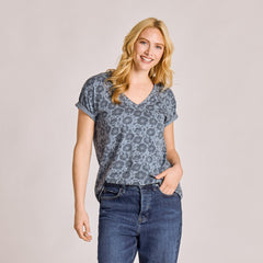 Women's Inkblock Floral Pattern Crusher-LITE Easy Vee