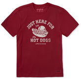 Men's Here for the Hot Dogs Baseball Short Sleeve Crusher Tee