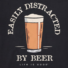 Men's Easily Distracted by Beer Short Sleeve Crusher Tee